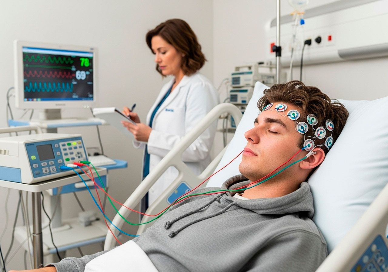 Врач производит кодирование током для пациента